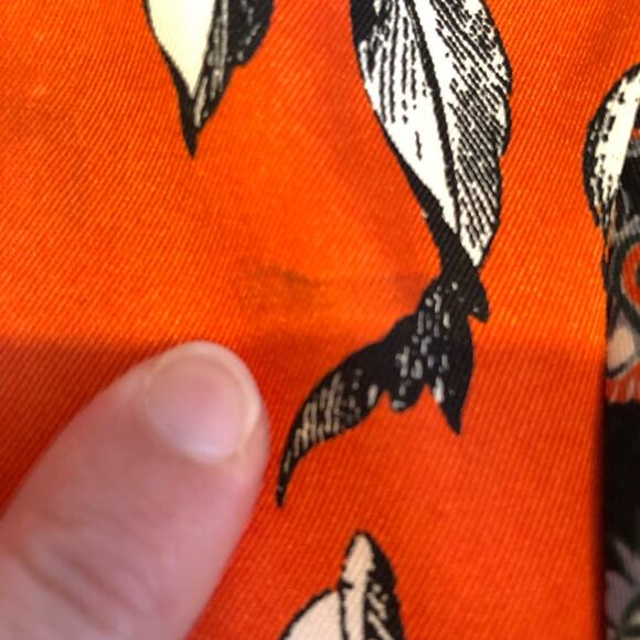 Zara red orange black white floral tie waist asymmetrical hem top size Medium - Picture 9 of 16